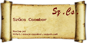 Szűcs Csombor névjegykártya